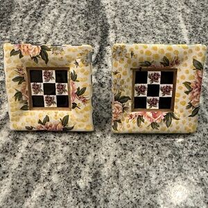 Vintage Mackenzie Childs Floral Checkered Knobs